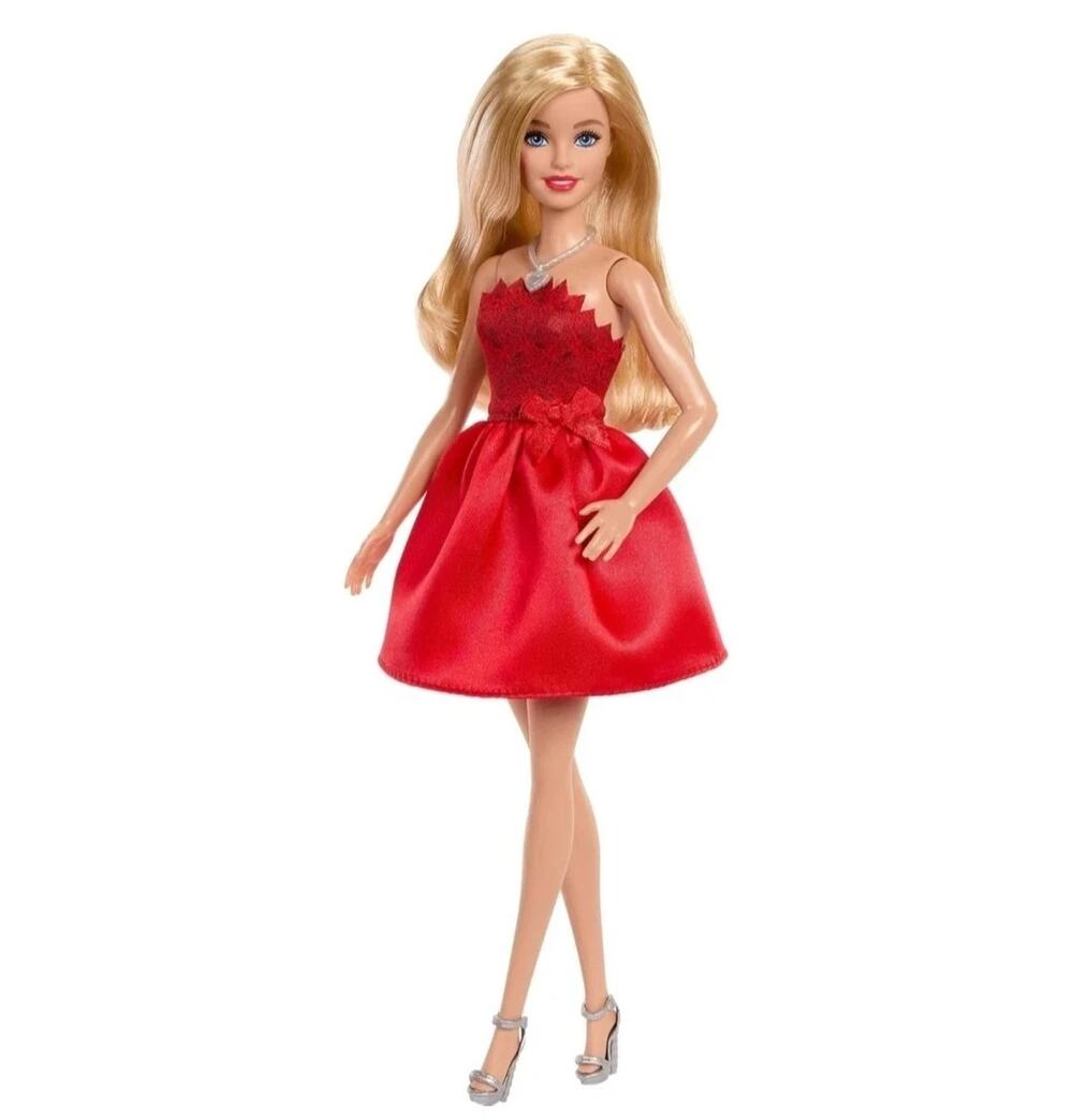 Barbie Doll - Mattel 80th Anniversary - Blonde, Red Dress, Silver Heels - NIB